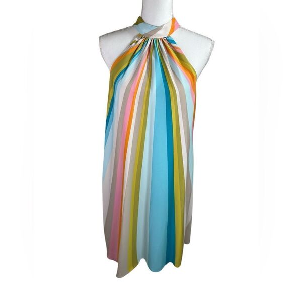 Trina Turk Morgan Striped Halter Neck Dress Multicolor Size Small - Picture 3 of 12
